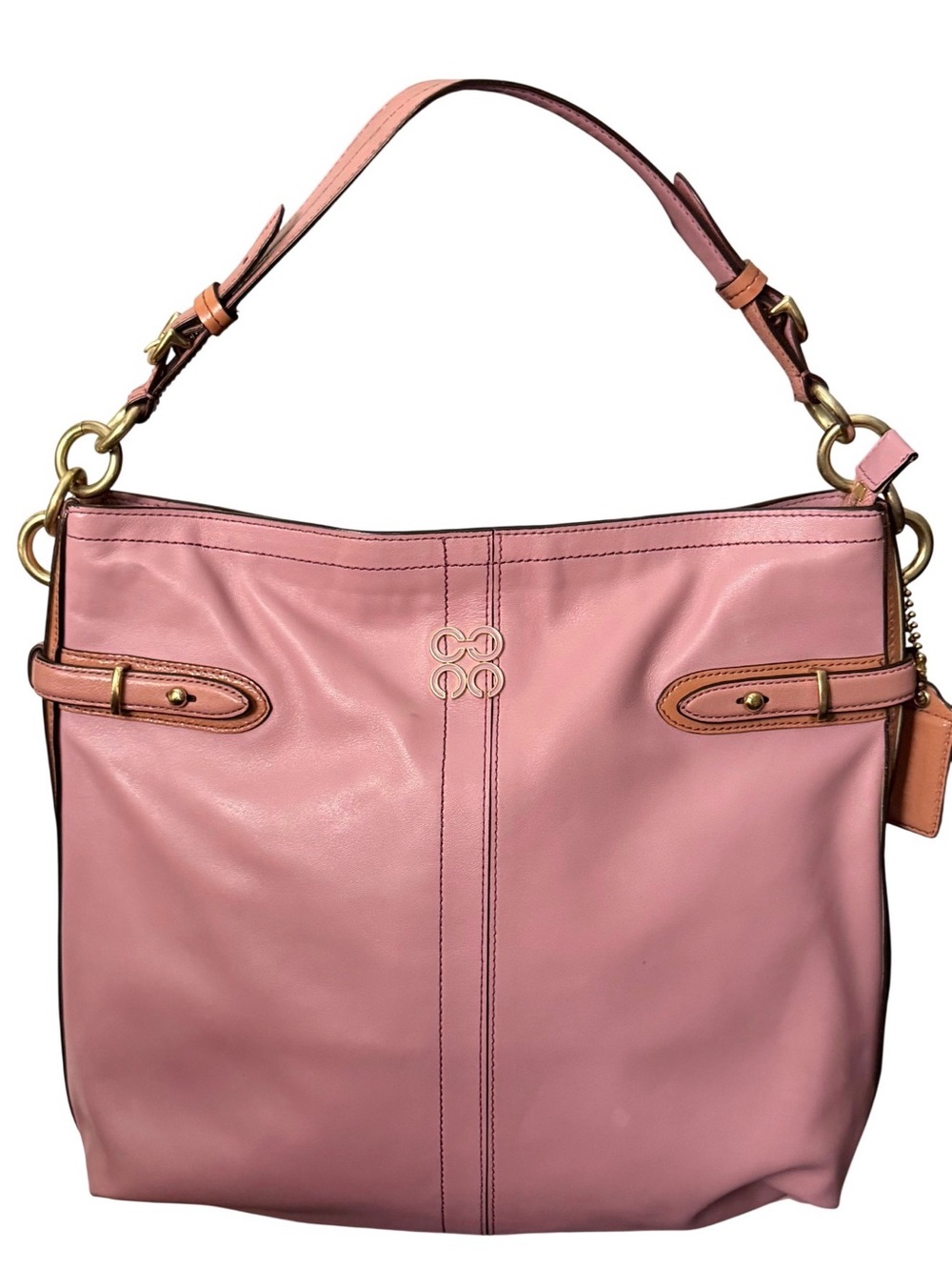 Coach Pink Leather Shoulder Hobo with Gold Hardware